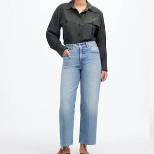 Madewell Perfect Vintage Wide Leg Jeans Size 26 Raw Hem High Rise